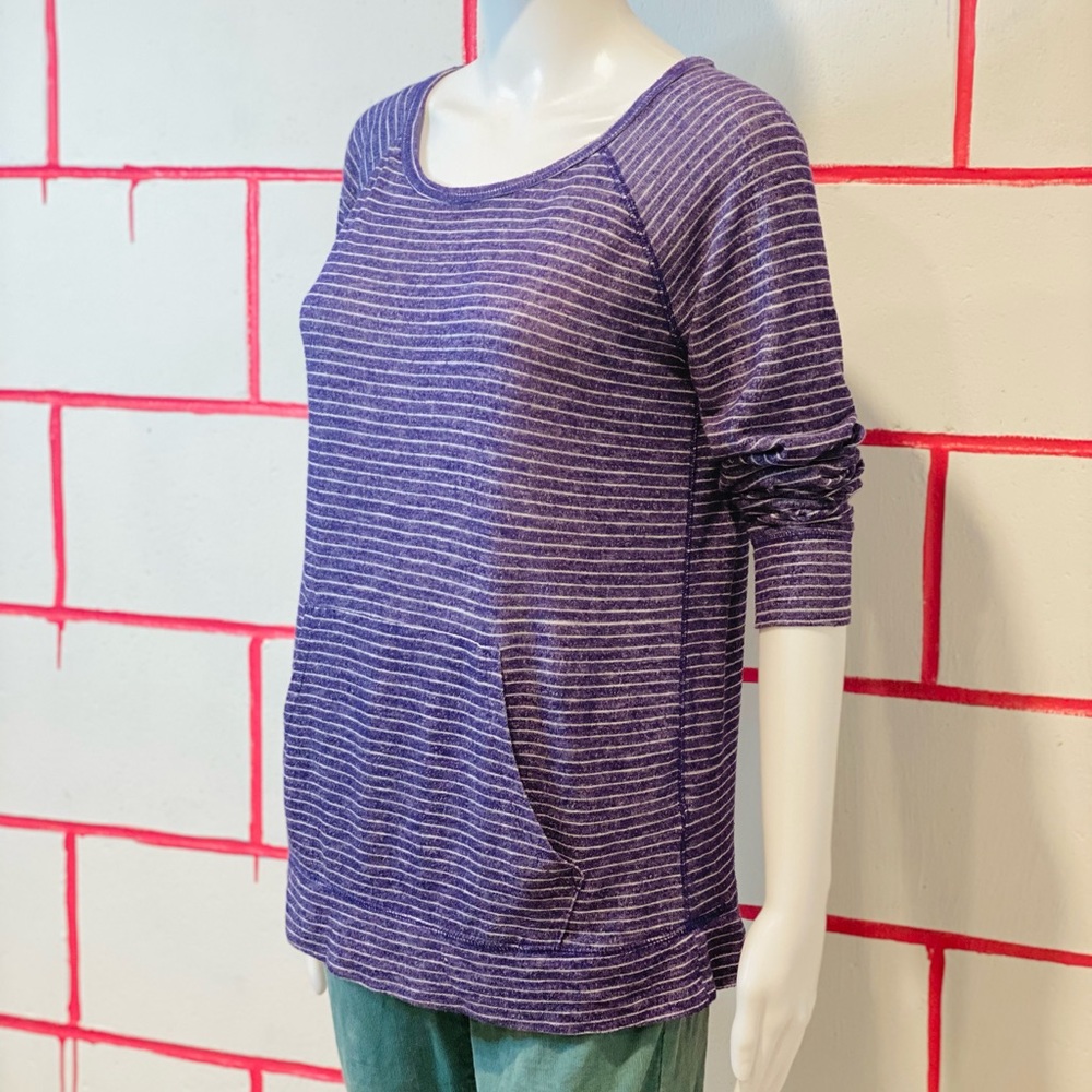 a.n.a purple long sleeved shirt with white stripes